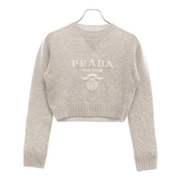 Prada Front Cashmere Knit Sweater Gray - Picture 1 of 6